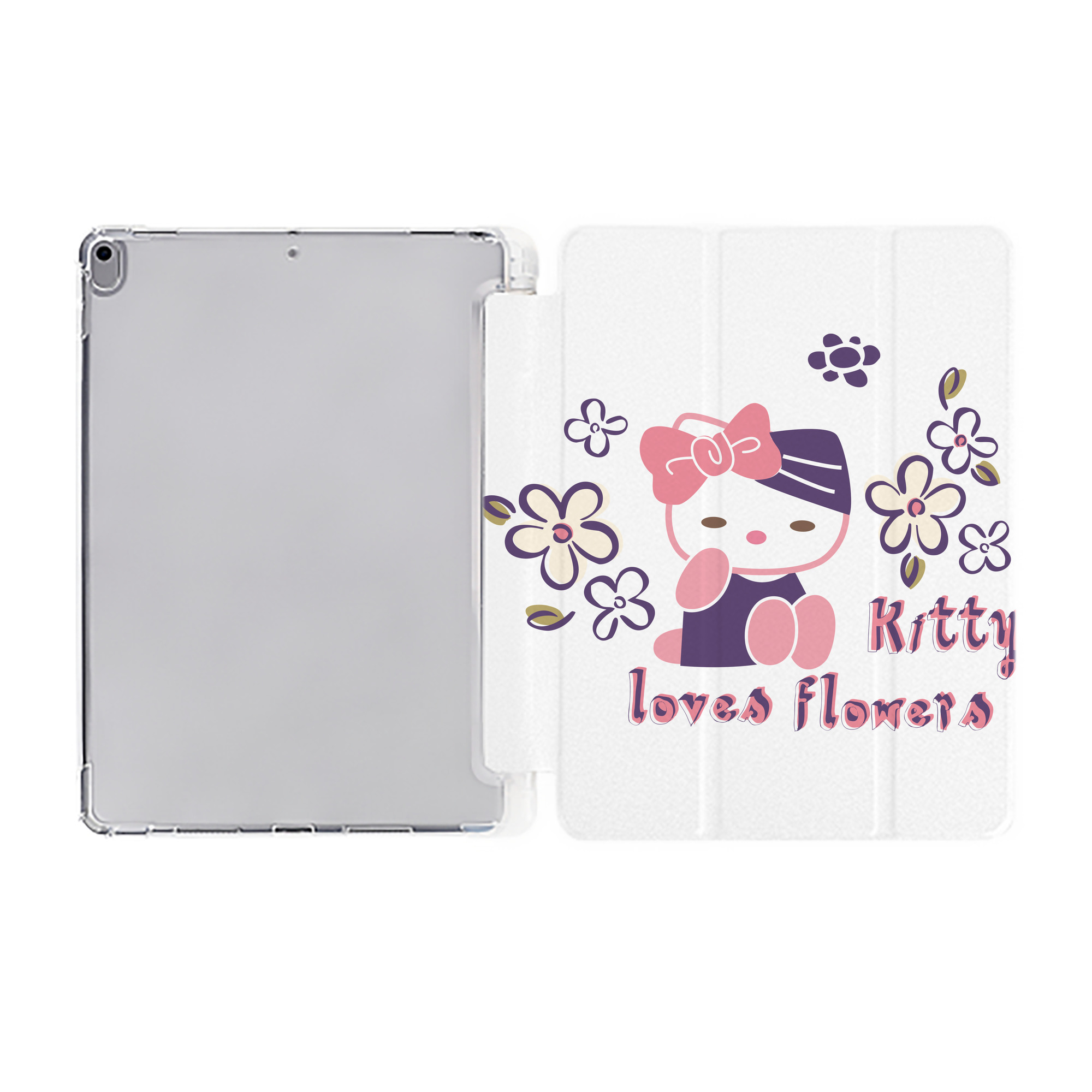 （画像用） Hello Kitty ハローキティ IPad ケース ペン収納付き 三つ折りスタンド PUレザー×シリコン 対応機種9.5/10.5/10.9インチ